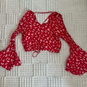 Miss Selfridge Red Floral Blouse